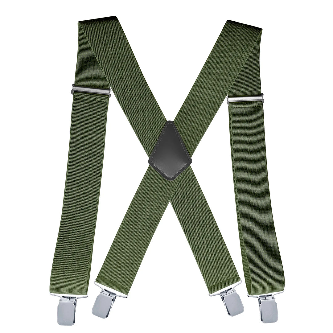 Mens Suspenders with Wide Reinforced Straps and Heavy-Duty Metal Clips, Adjustable Y-Back