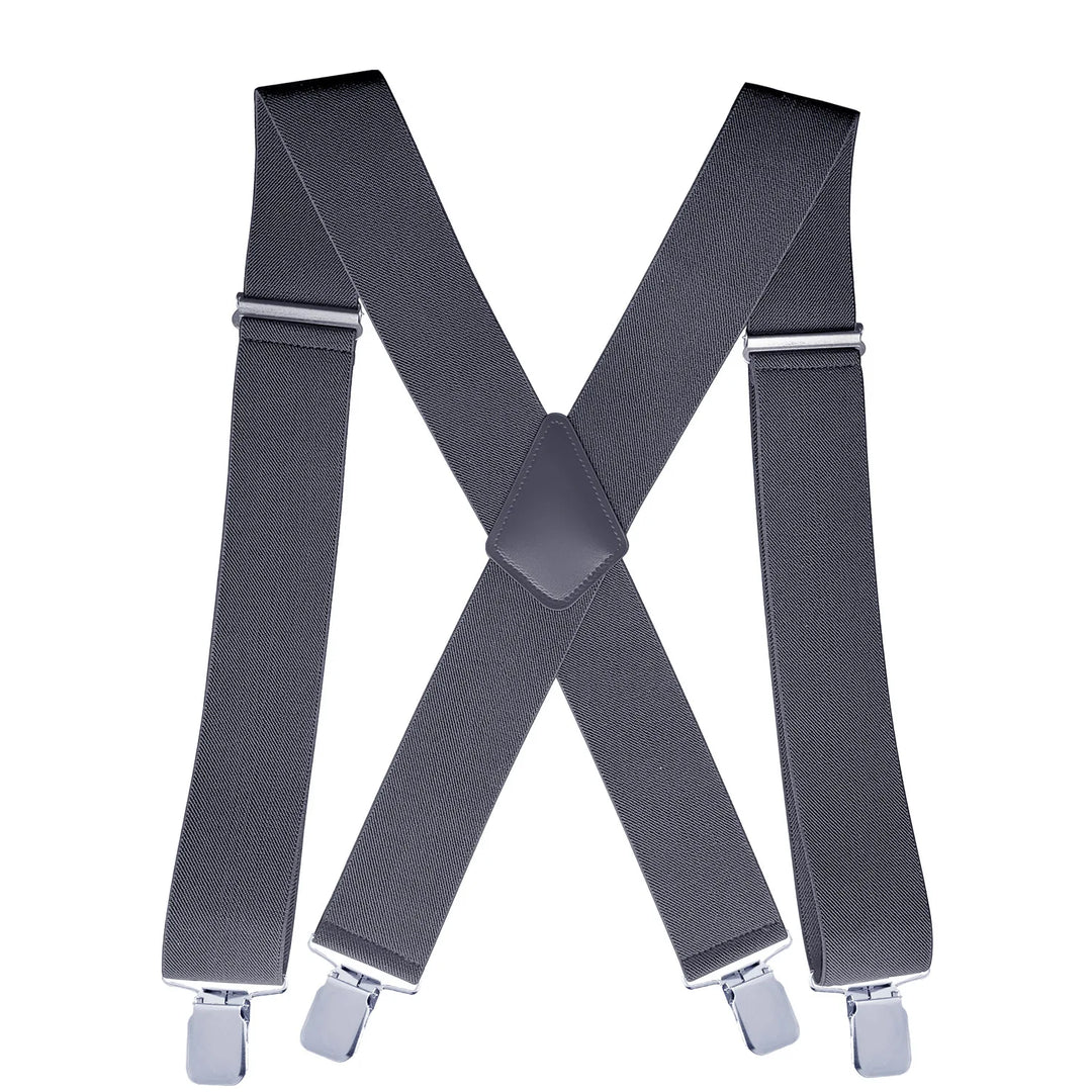 Mens Suspenders with Wide Reinforced Straps and Heavy-Duty Metal Clips, Adjustable Y-Back