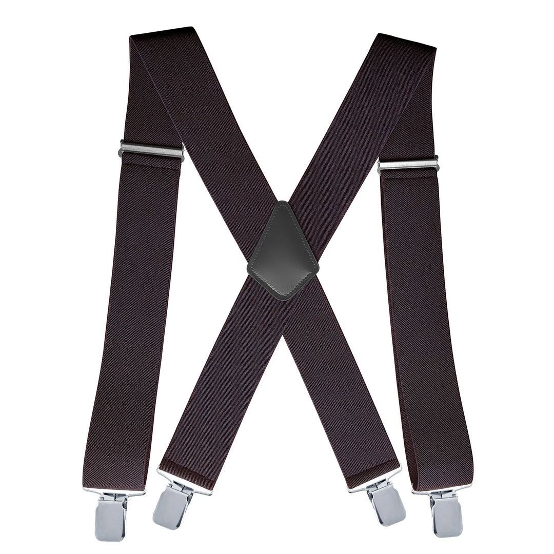 Mens Suspenders with Wide Reinforced Straps and Heavy-Duty Metal Clips, Adjustable Y-Back