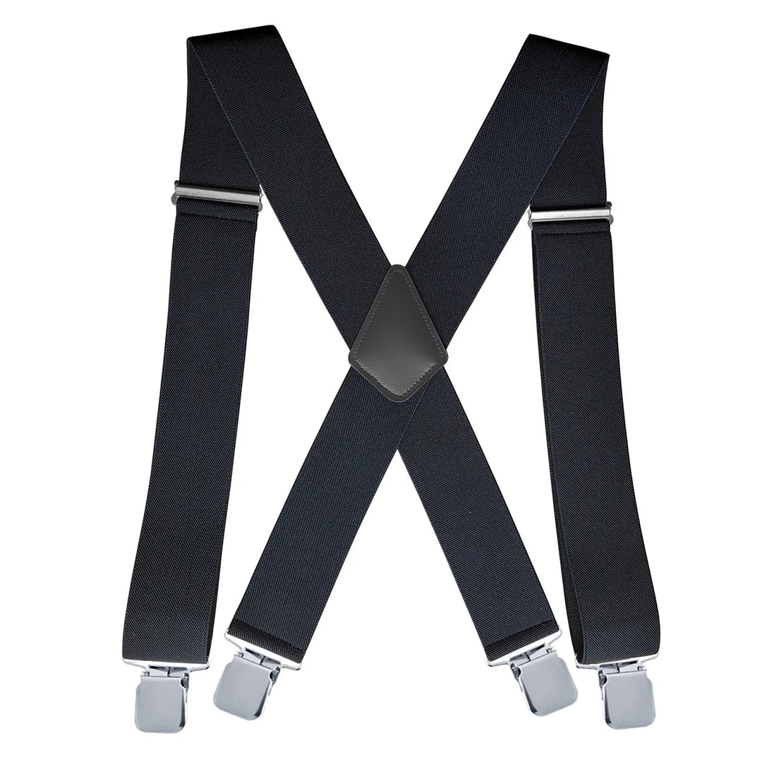 Mens Suspenders with Wide Reinforced Straps and Heavy-Duty Metal Clips, Adjustable Y-Back