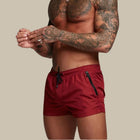 Mens Swim Shorts with Zip Pockets and Adjustable Drawstring Waist, Quick-Dry Mid-Thigh