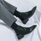Men's Stylish High-Top Derby Shoes in Black & White Houndstooth
