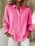 Oversized Button Up Shirt with Classic Collar and Cuffed Sleeves