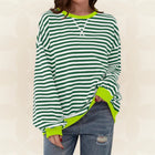 Oversized Striped Sweatshirt with Contrast Trim