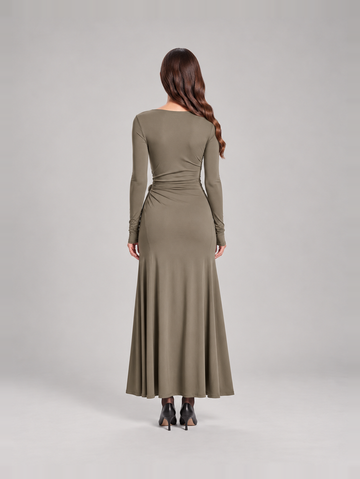 Elegant flowing maxi dress with bow for women – Rosemary