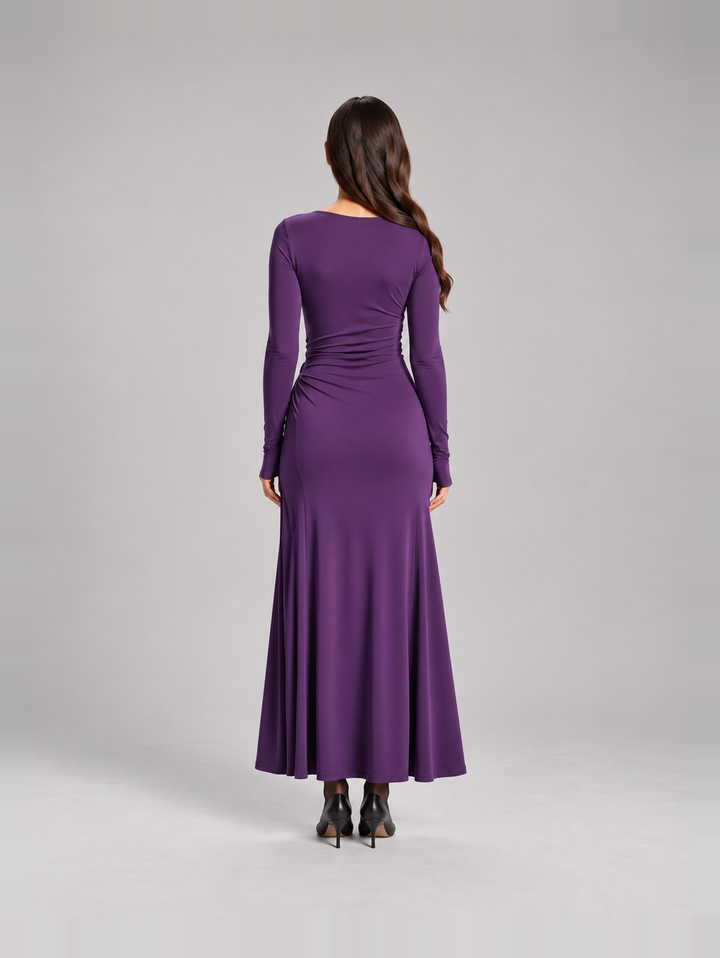 Elegant flowing maxi dress with bow for women – Rosemary
