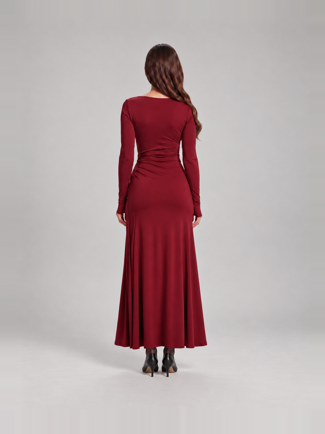 Elegant flowing maxi dress with bow for women – Rosemary