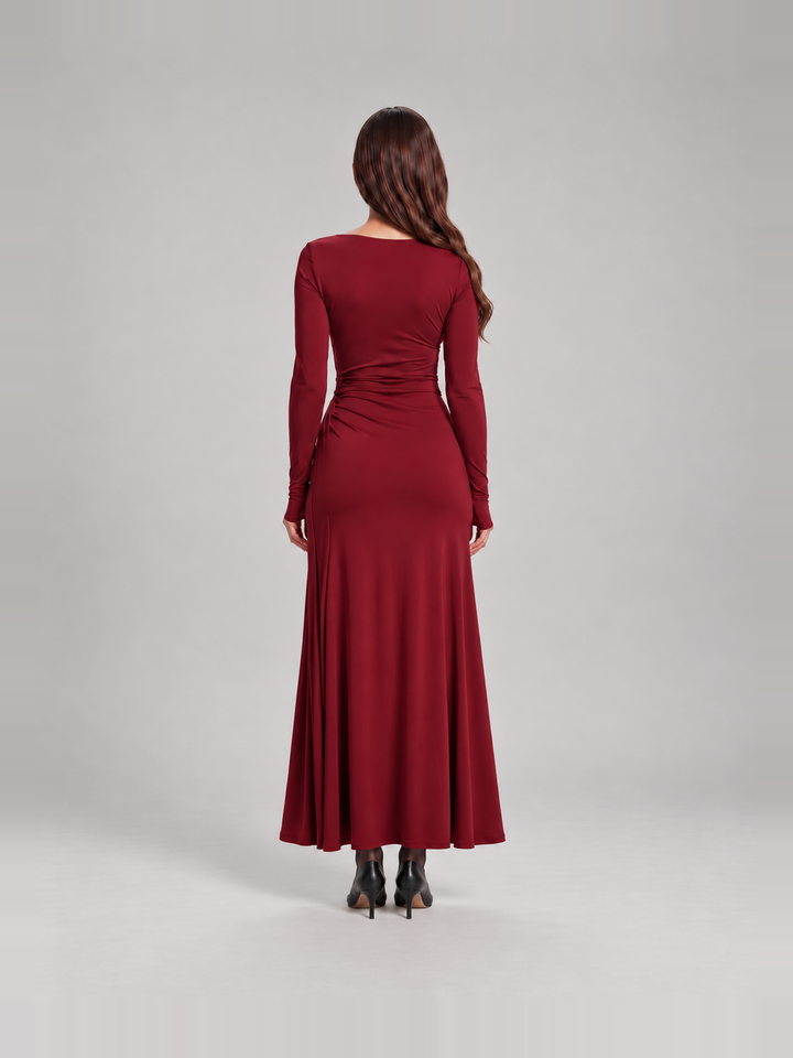 Elegant flowing maxi dress with bow for women – Rosemary