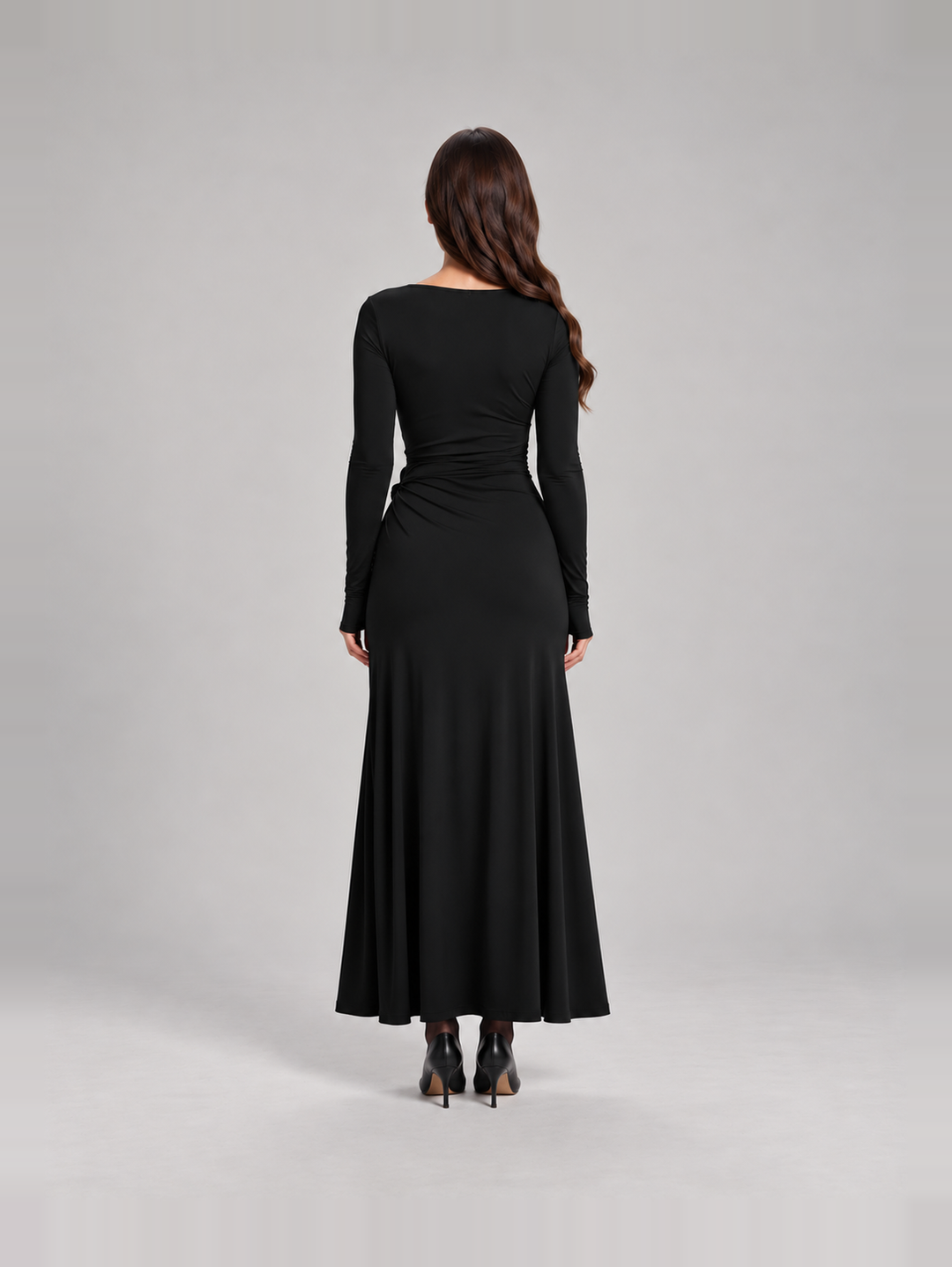 Elegant flowing maxi dress with bow for women – Rosemary