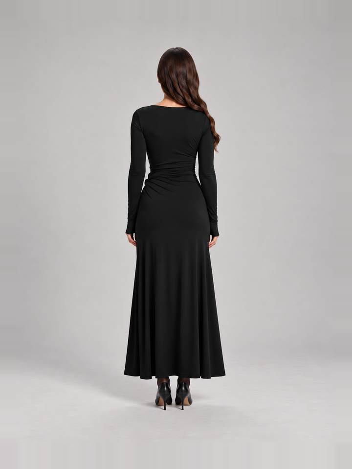 Elegant flowing maxi dress with bow for women – Rosemary