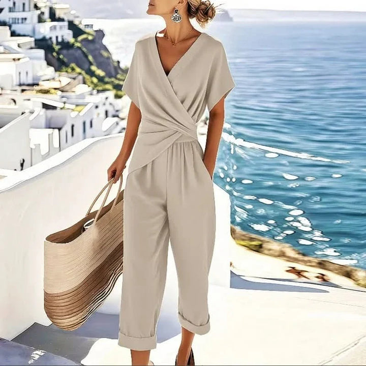 Polished Wrap Top Pants Set Elegant