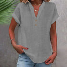 Breathable Linen Top V Neck
