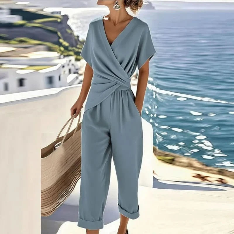 Polished Wrap Top Pants Set Elegant