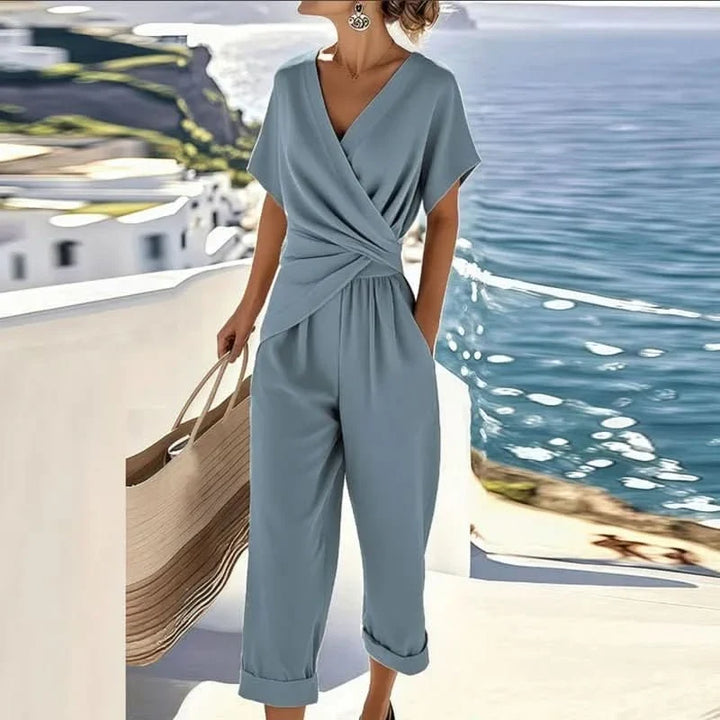Polished Wrap Top Pants Set Elegant