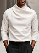 Thaddeus | Men's Stretch Crossover Mock Neck Top for Fall and Winter