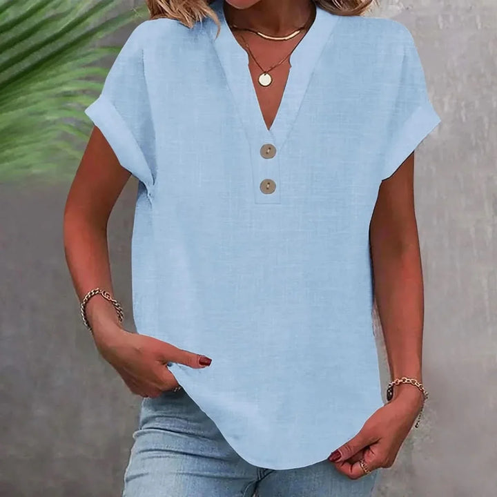 Breathable Linen Top V Neck