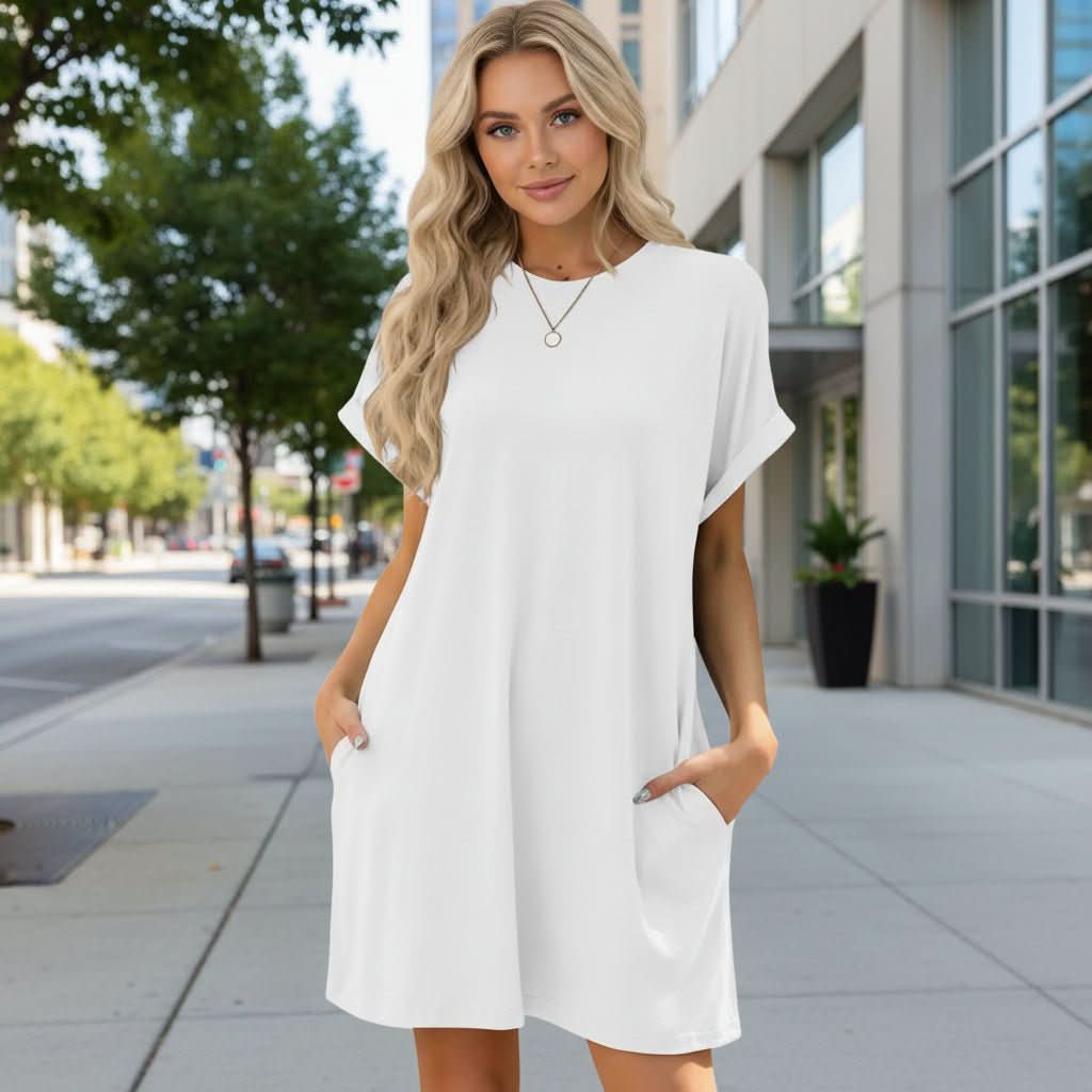 Casual Short Sleeve Swing Beach Dress