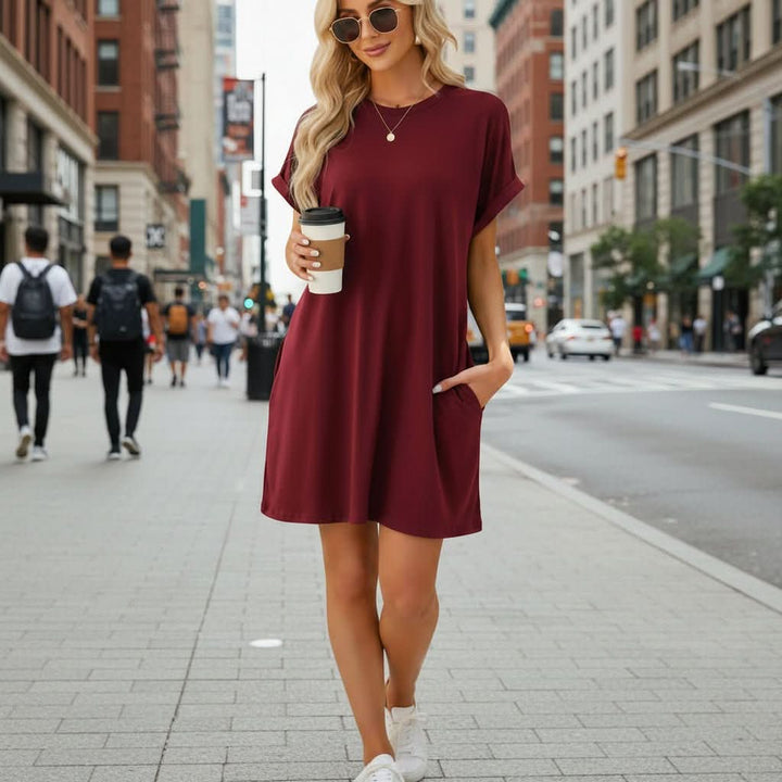 Casual Short Sleeve Swing Beach Dress