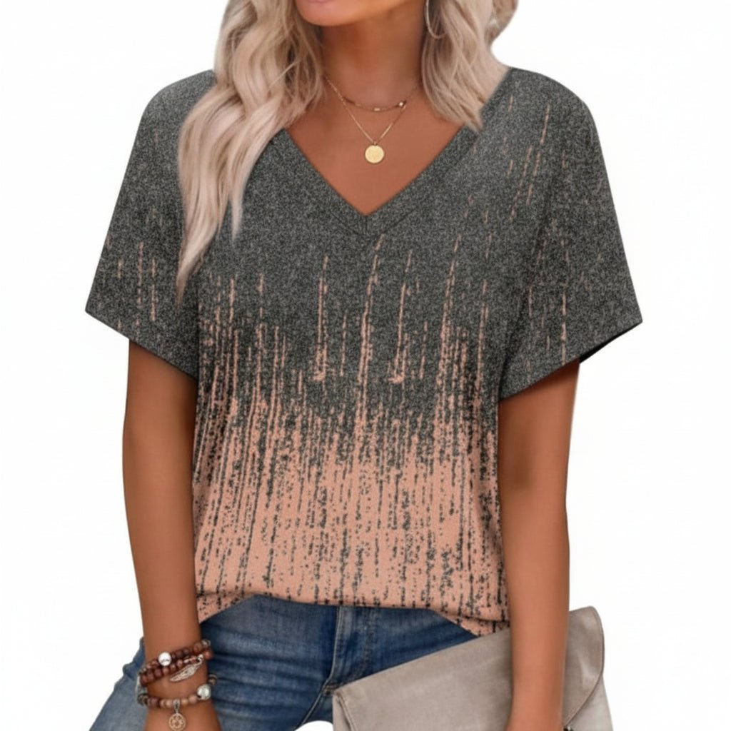 Vibrant Boho V Neck Top