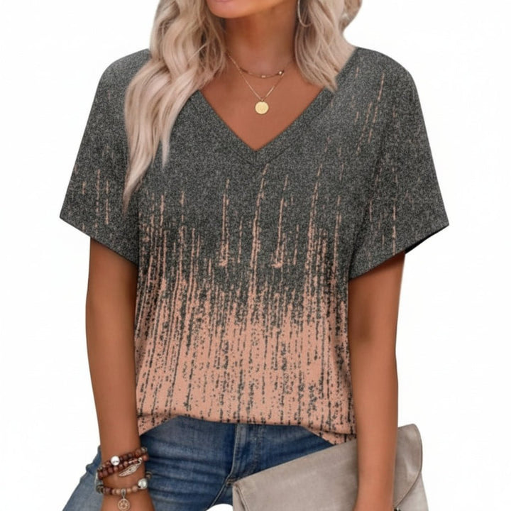 Vibrant Boho V Neck Top