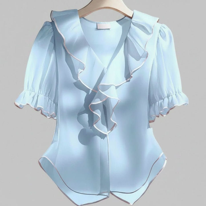 Structured Pleated Puff Sleeve Top