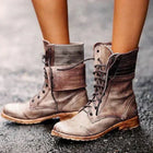 Women's Lace-Up Boots with Vintage Style and Durable Design