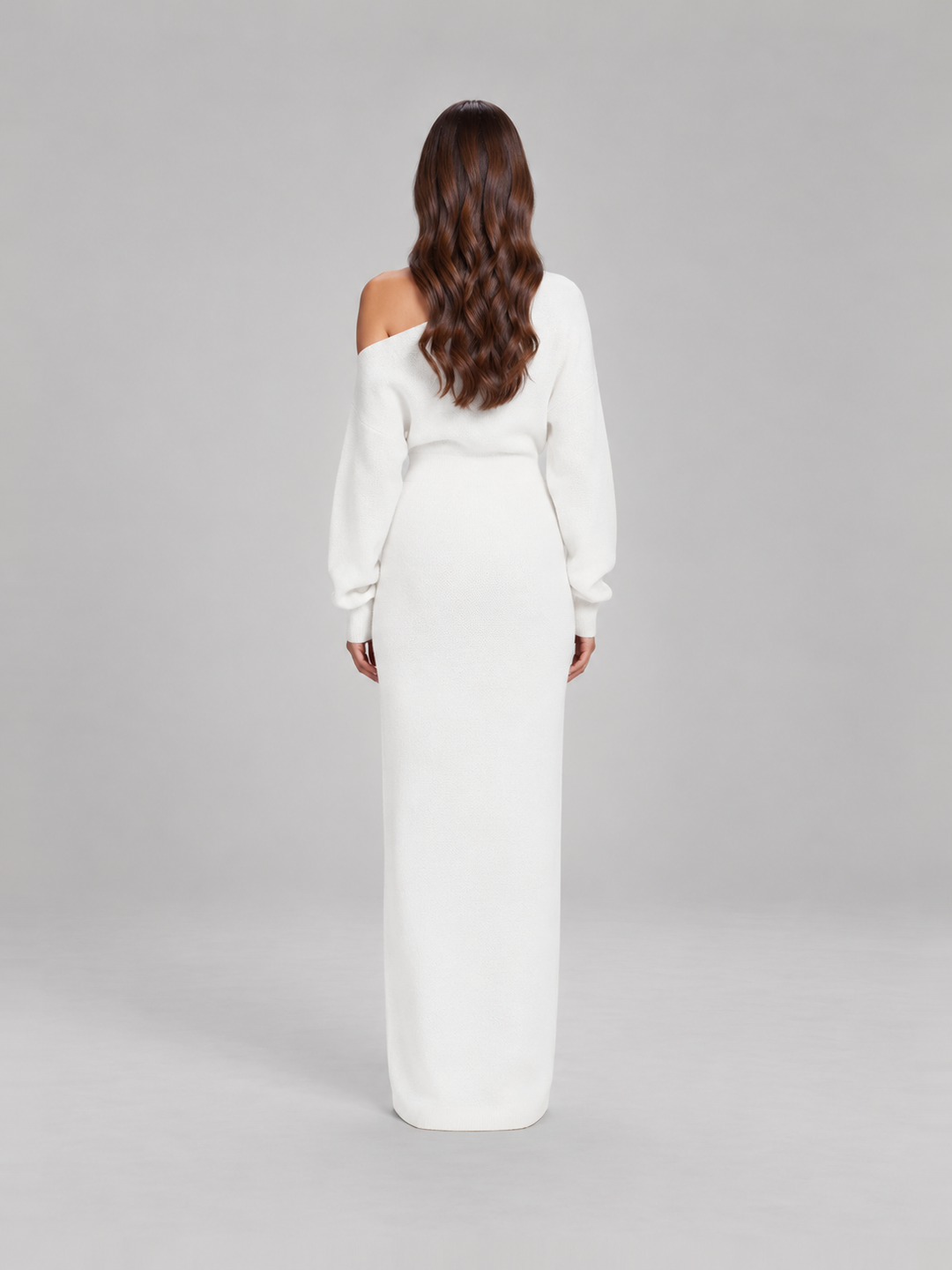 Knitted Off-Shoulder Maxi Dress with Long Sleeves for Women – Ursula