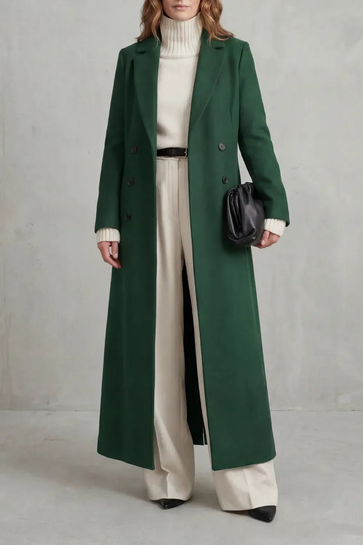 Adelisse | Long Wool Coat with Double Button Closure