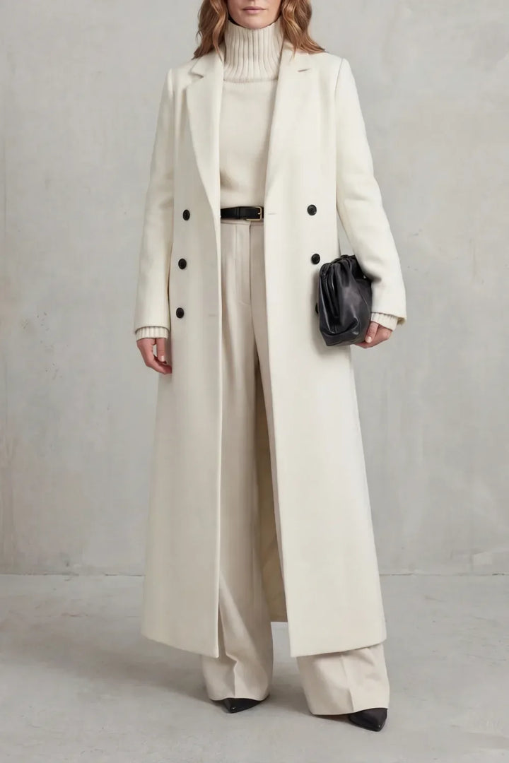 Adelisse | Long Wool Coat with Double Button Closure