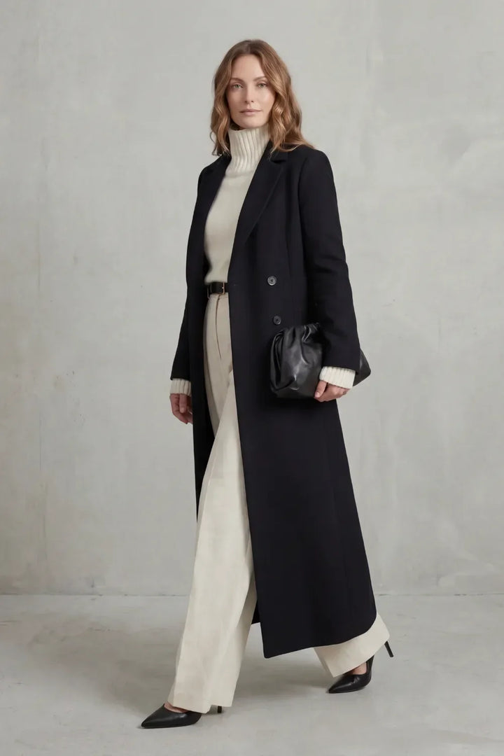 Adelisse | Long Wool Coat with Double Button Closure