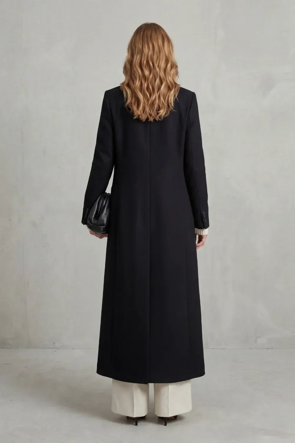 Adelisse | Long Wool Coat with Double Button Closure