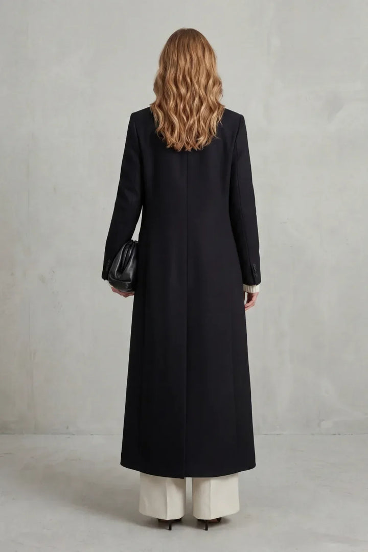 Adelisse | Long Wool Coat with Double Button Closure