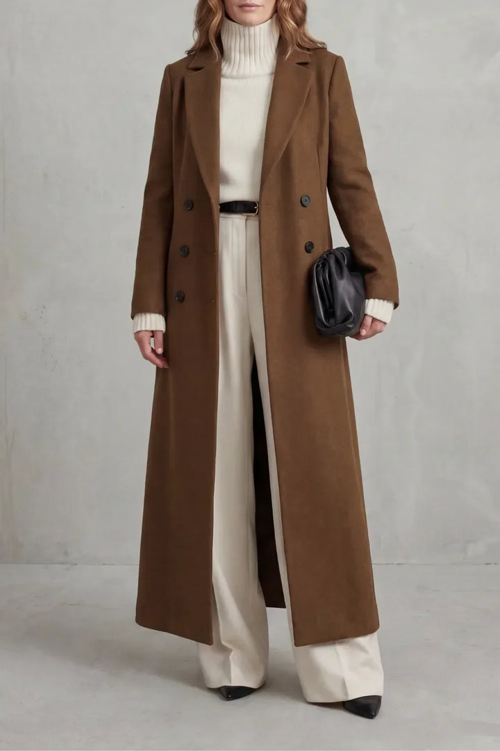 Adelisse | Long Wool Coat with Double Button Closure
