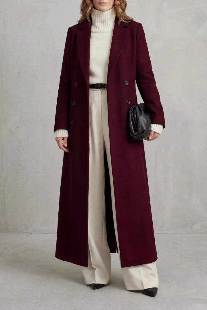 Adelisse | Long Wool Coat with Double Button Closure
