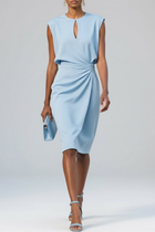 Katharina | Women's Midi Dress with Keyhole Neckline and Ruching