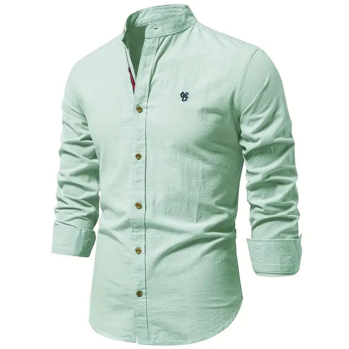 Tailored Long Sleeve Shirt with Button Front and Breathable Fabric, Easy Care