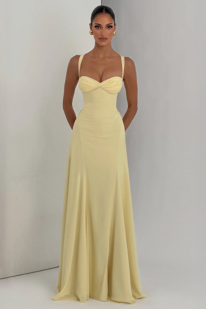 Amber | Evening Prom Maxi Dress with Sweetheart Neckline and Straps
