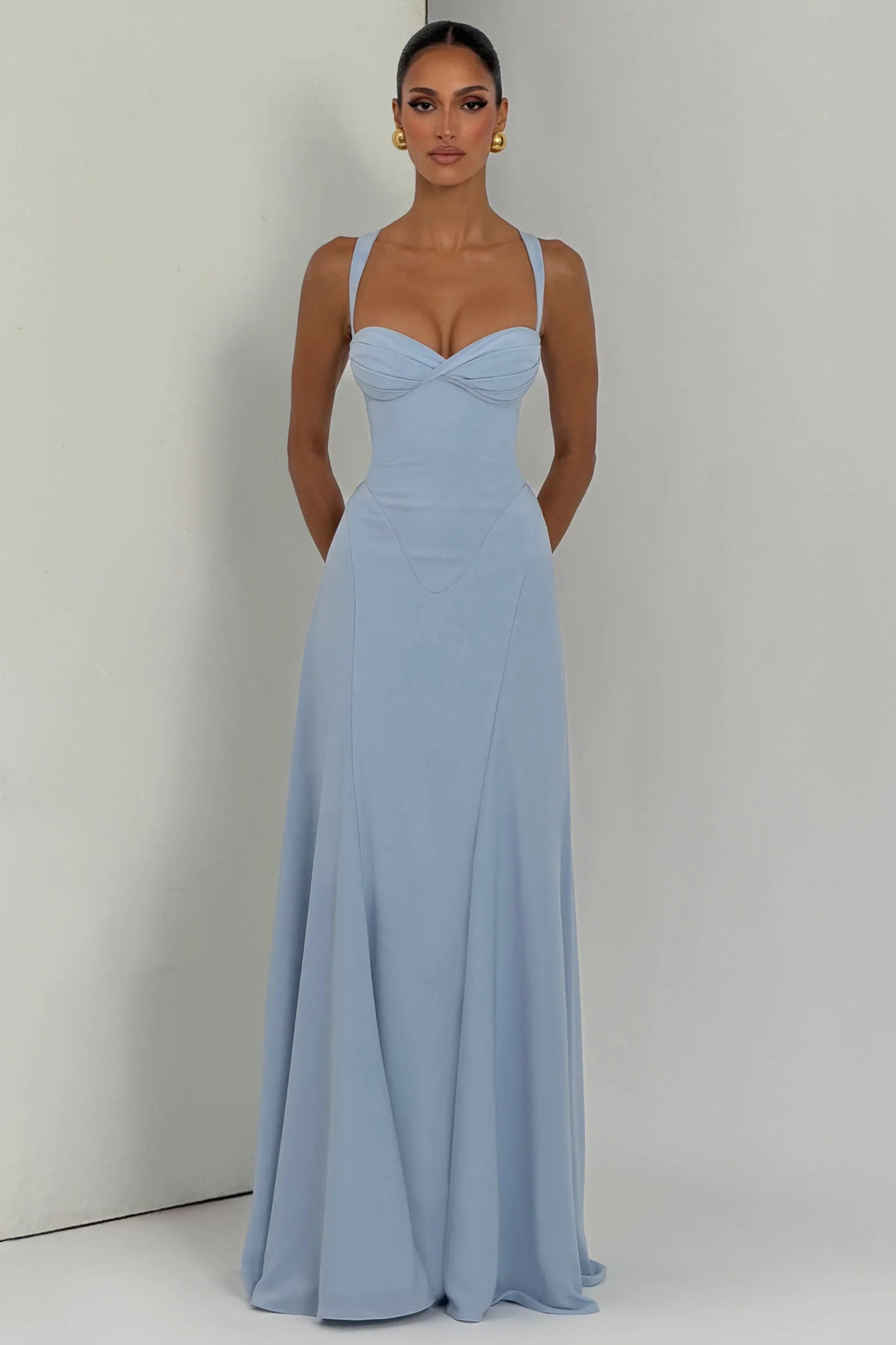 Amber | Evening Prom Maxi Dress with Sweetheart Neckline and Straps