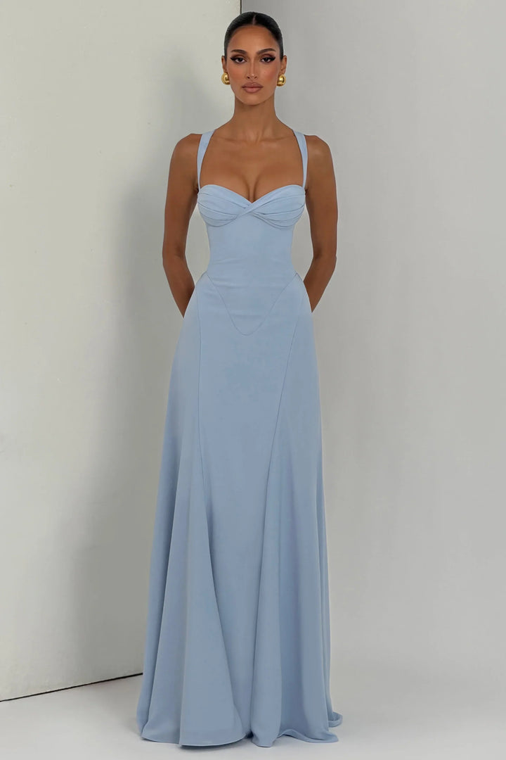 Amber | Evening Prom Maxi Dress with Sweetheart Neckline and Straps