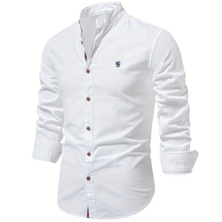 Tailored Long Sleeve Shirt with Button Front and Breathable Fabric, Easy Care