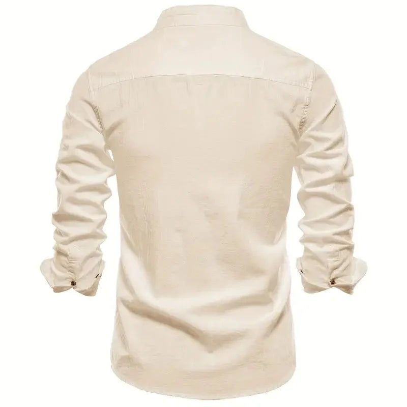 Tailored Long Sleeve Shirt with Button Front and Breathable Fabric, Easy Care