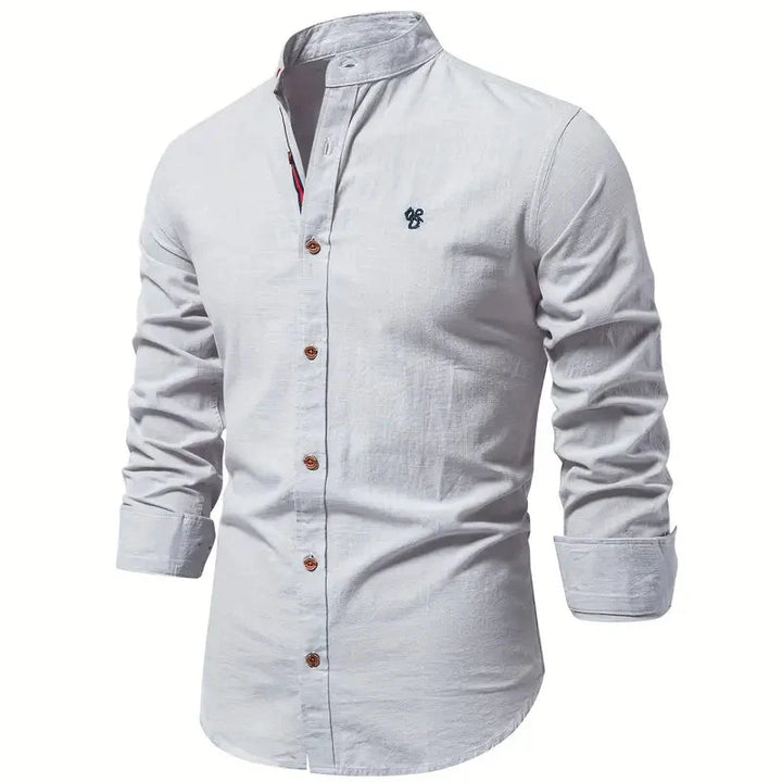 Tailored Long Sleeve Shirt with Button Front and Breathable Fabric, Easy Care