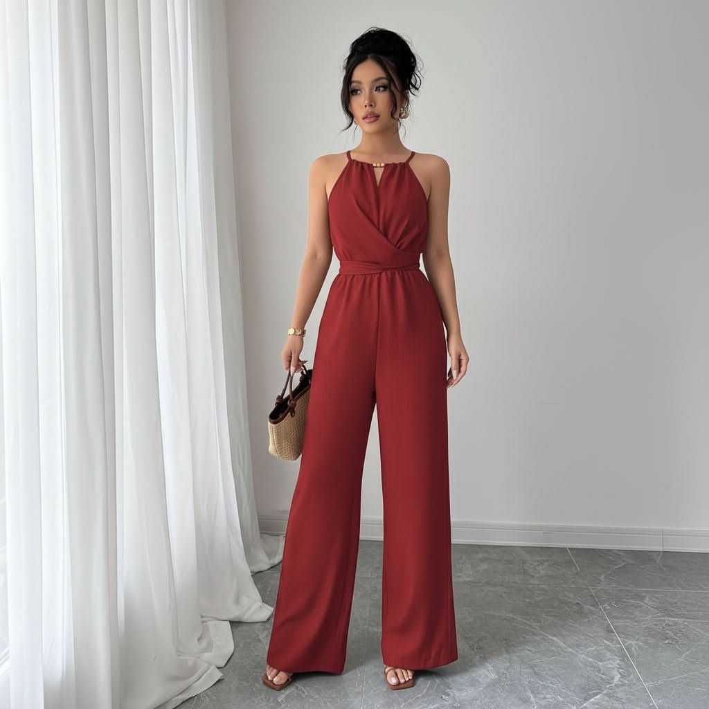 Casual Wide Leg Maxi Jumpsuits