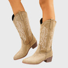 Boots For Women | Western Block Heel Pointed Toe Embroidery