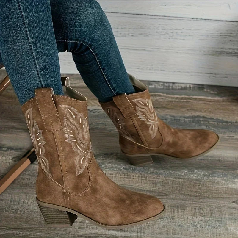 Boots For Women | Western Stacked Heel Pull-On