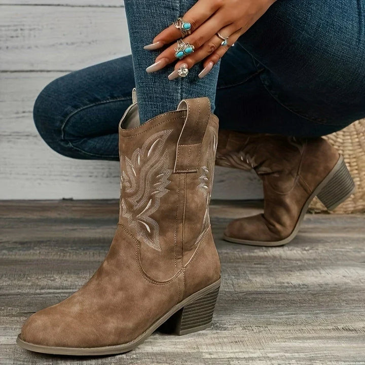 Boots For Women | Western Stacked Heel Pull-On