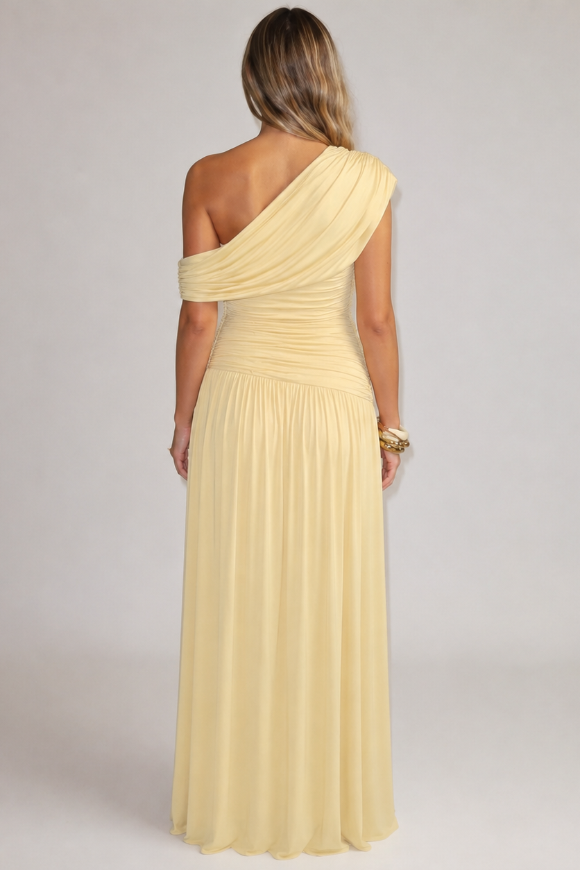 Maternity Maxi Dress – Asymmetric Neckline Baby Shower