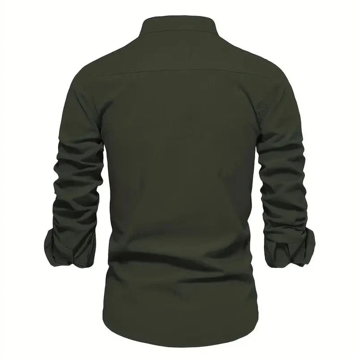 Tailored Long Sleeve Shirt with Button Front and Breathable Fabric, Easy Care