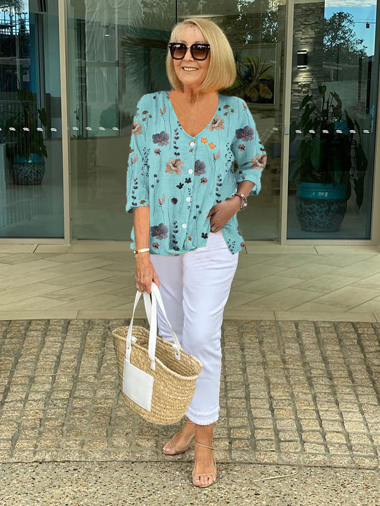 Women’s Blouse | 3/4 Sleeve Floral Print