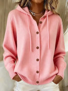 Cosy hooded knit cardigan with drawstring hood